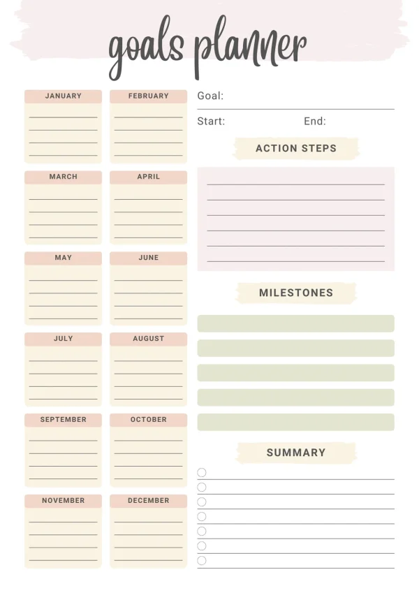 SMART Goals Breakdown Sheet