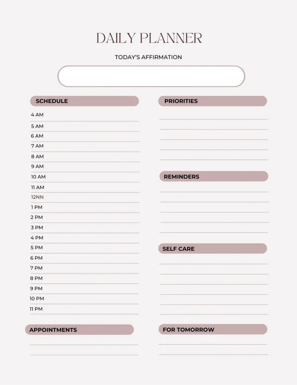 Minimalist Daily Planner (Undated)