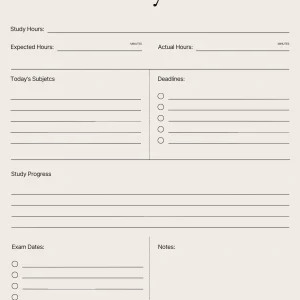 Study Schedule Printable