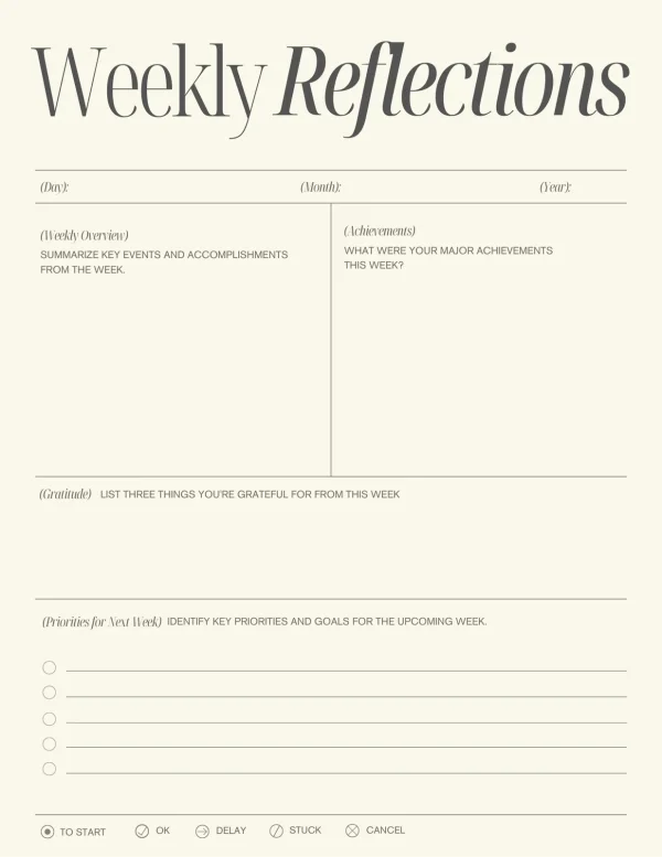 Weekly Reflection & Review Printable