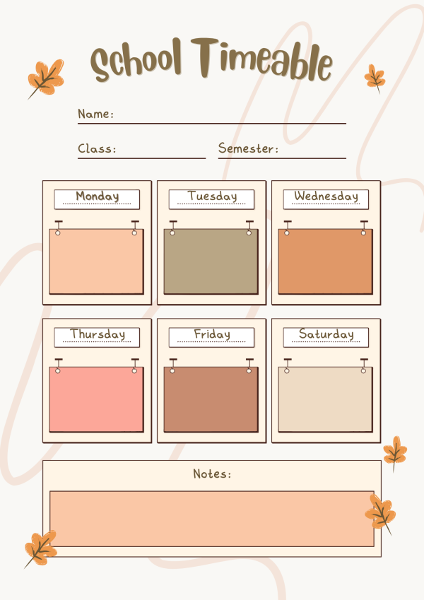 Class Timetable Template